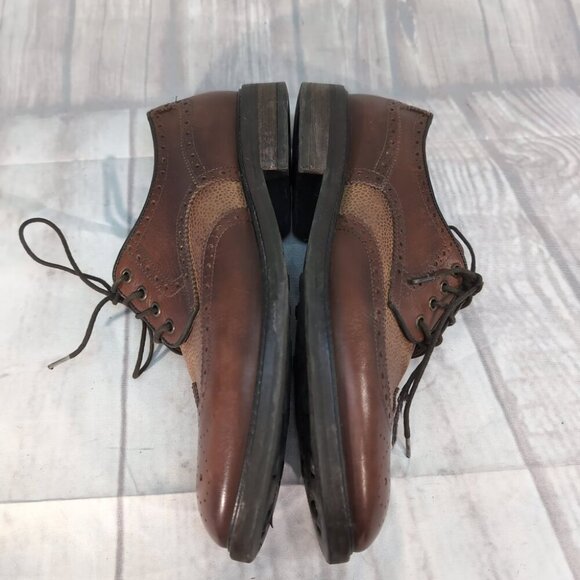 Massimo Dutti Brown Leather Wingtip Brogue Dress Shoes – Men’s EU 44 US 10.5–11 - Picture 8 of 12